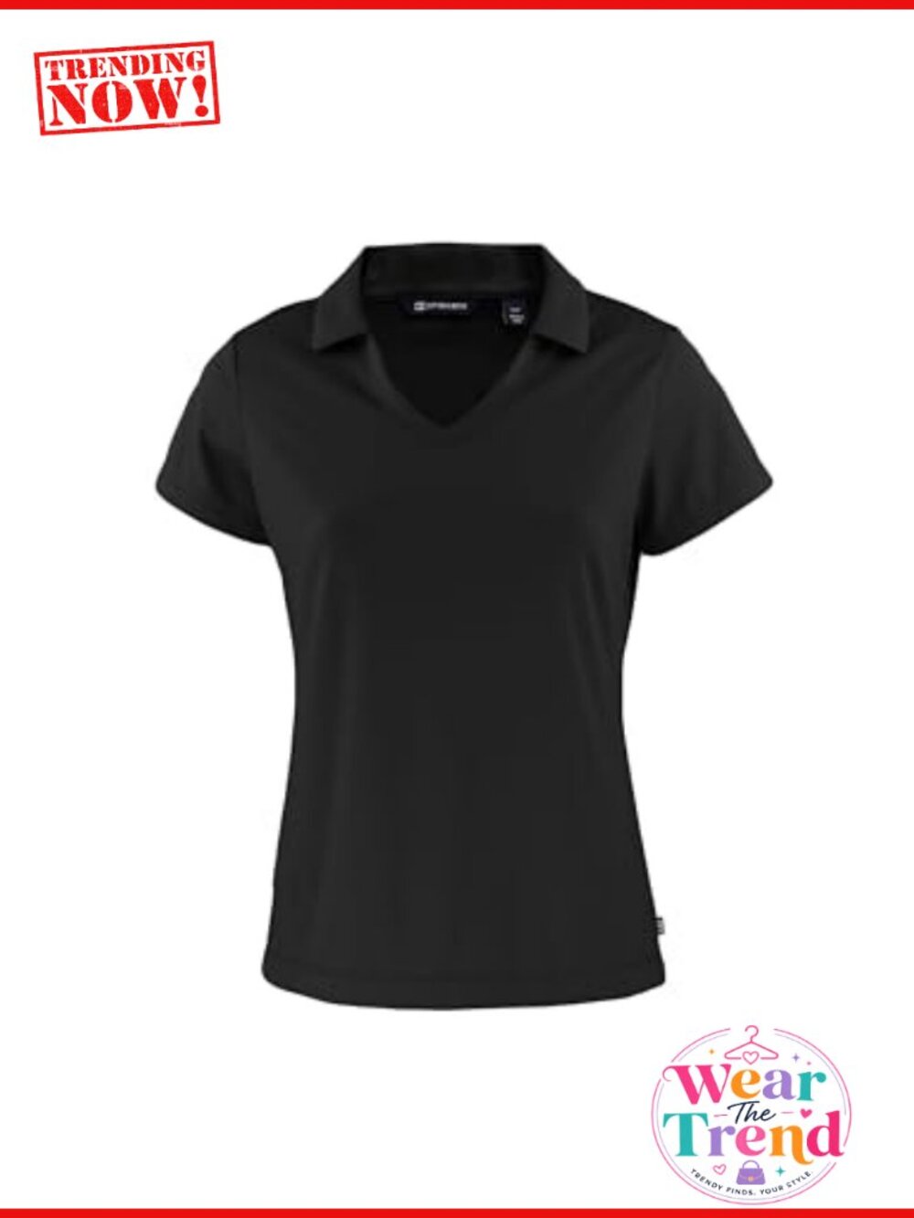 Eco Recycled V-Neck Polo Shirt Moisture Wicking UPF 50+ Cap Sleeve